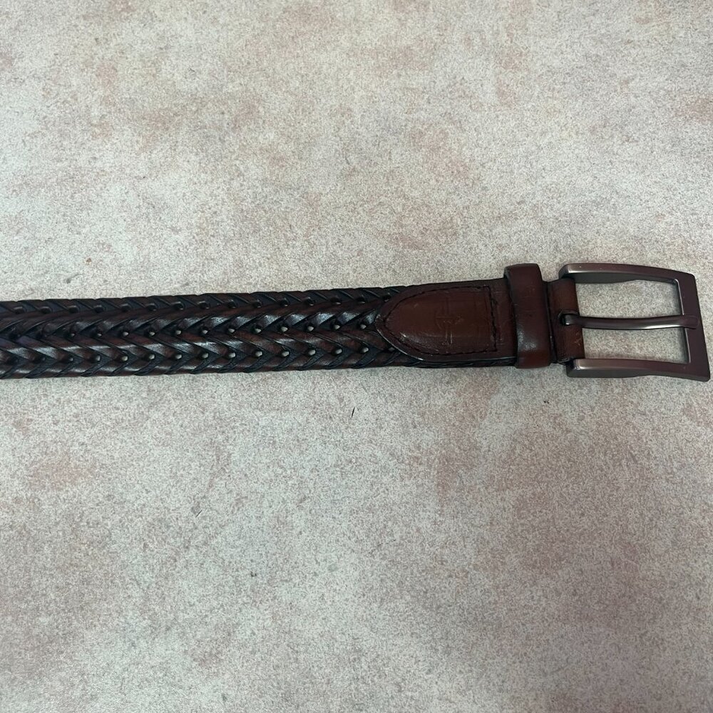 Dockers Braided Woven Brown Leather Western Belt Unisex - Picture 4 of 9
